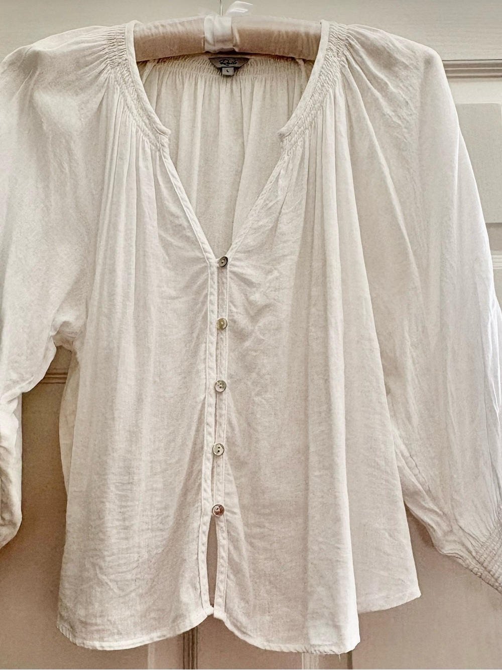 Rails White Button-Front Peasant Blouse